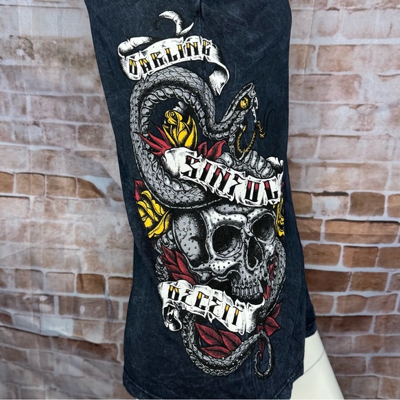 Sinful By Affliction Women’s Graphic Short Sleeve T-Shirt -Size: M / L-NWT - Picture 7 of 12